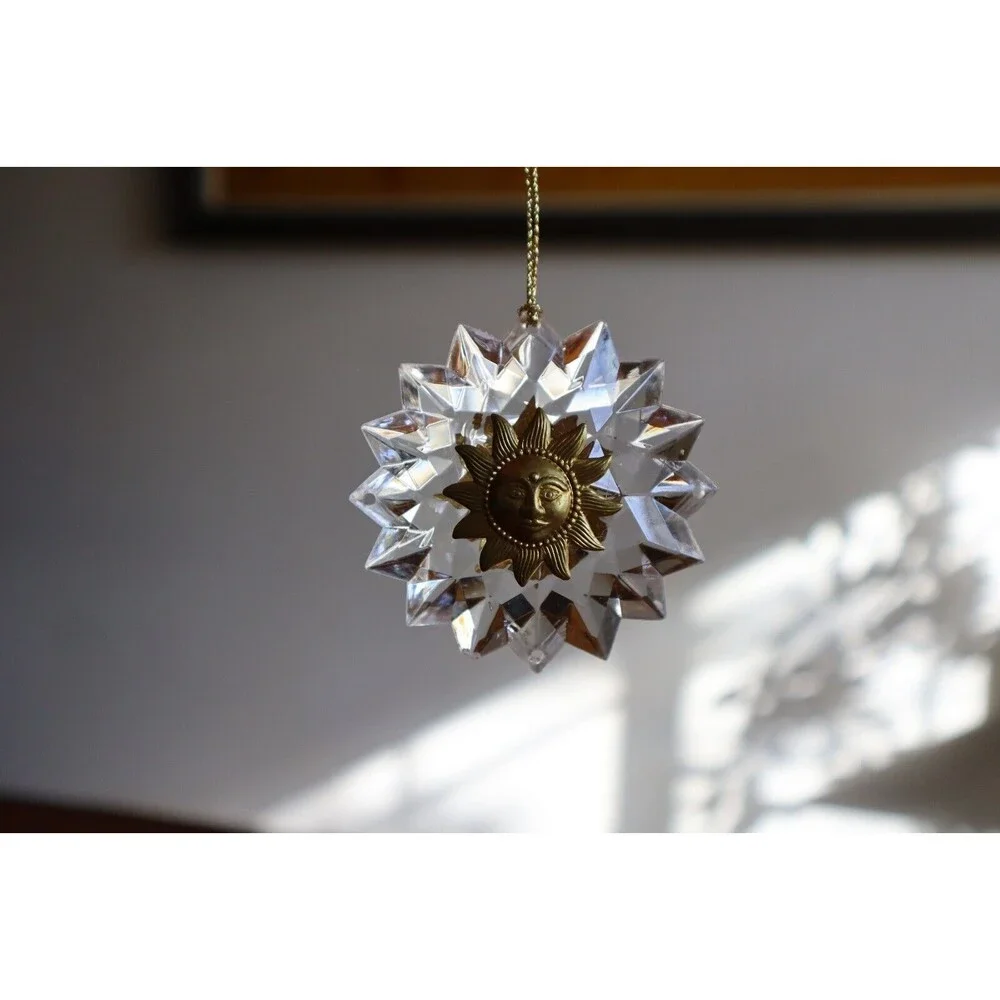 Lot of 5 Plastic Acrylic Clear Snowflake Ornaments Sun Face Celestial Sunburst - Picture 9 of 12